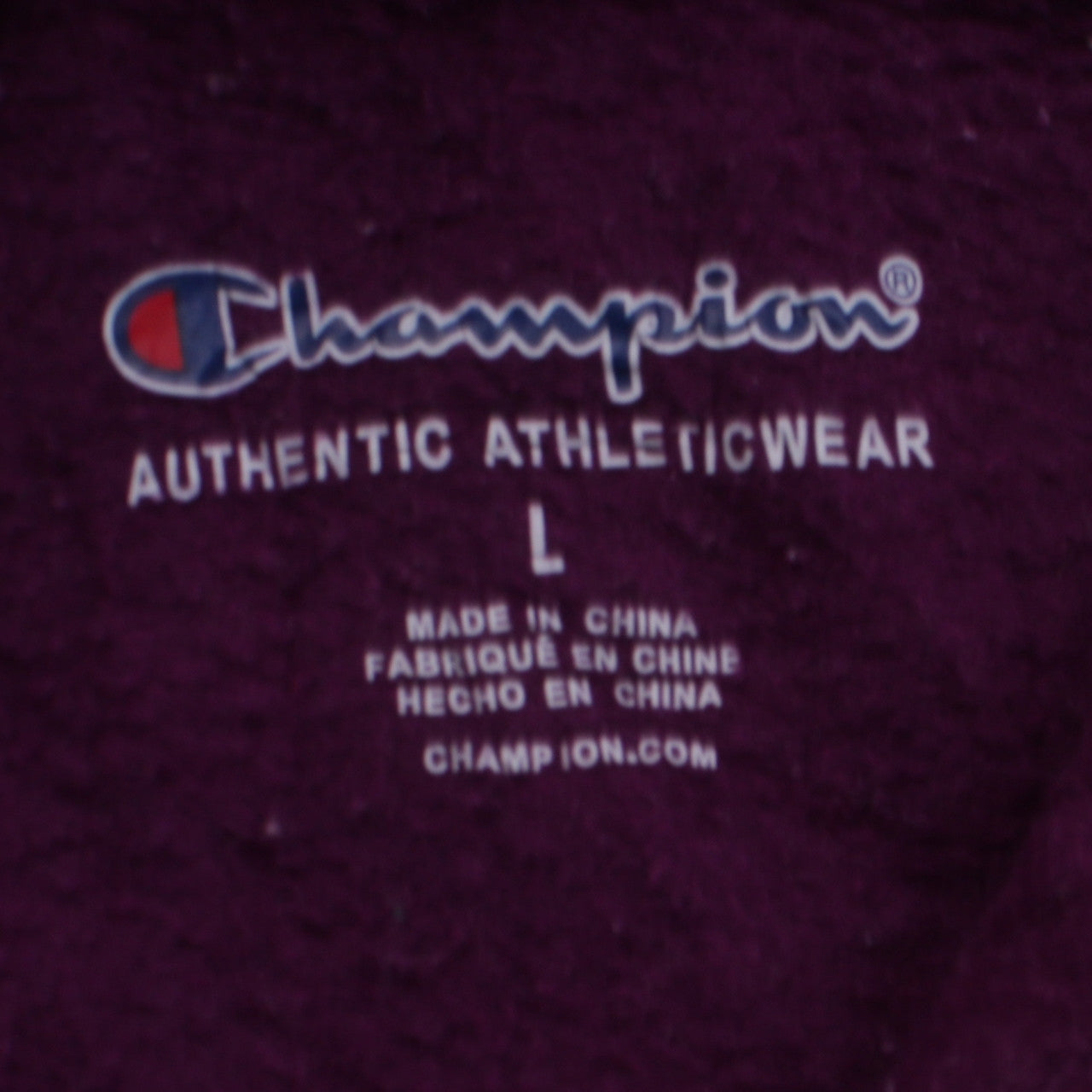 Champion Womens Purple Pullover Hoodie L Logo Athletic Sweatshirt