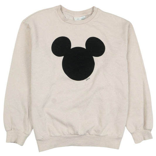 H&M L.O.G.G. Women Beige Mickey Mouse Pullover Sweatshirt S