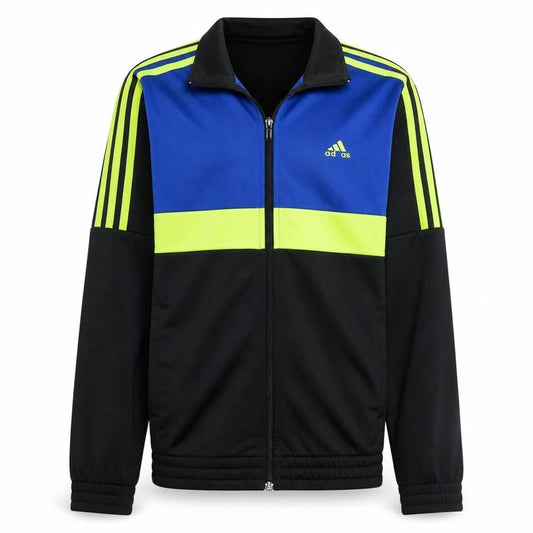 Adidas Boys Blue Black Track Jacket Size 13-14 Years Full Zip Activewear