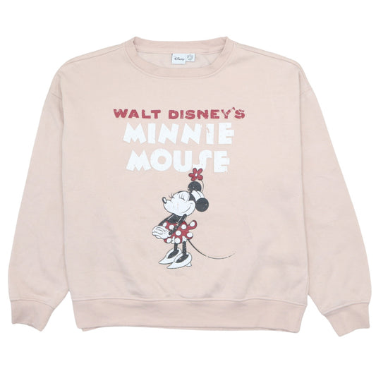 Disney Women Beige Minnie Mouse Pullover Sweatshirt Size M 12/14