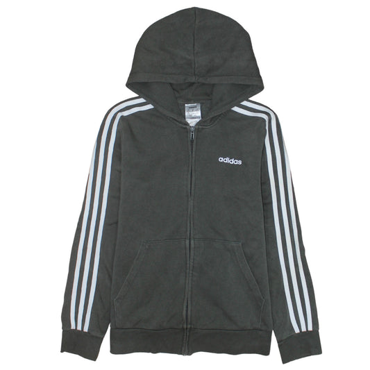 Adidas Womens Black Full Zip Hoodie UK 12-14 M Hooded Sweatshirt