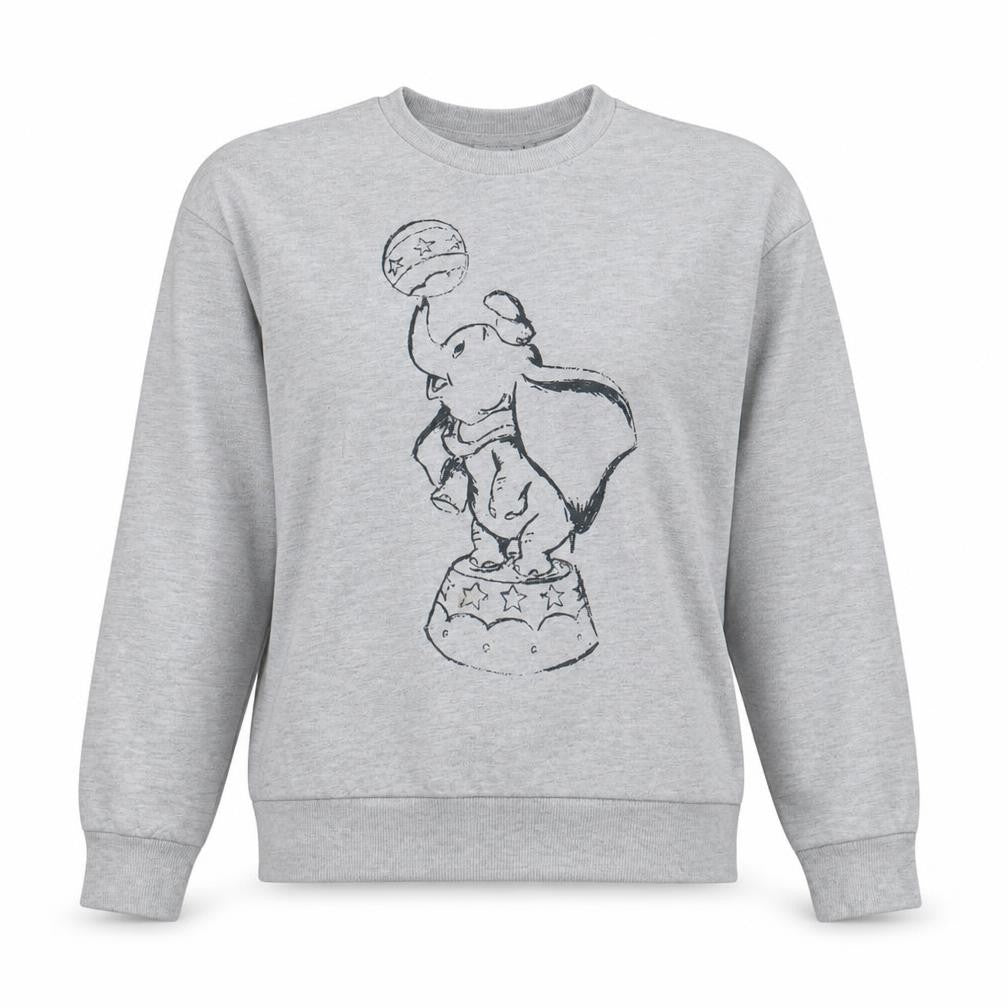 Disney Women’s Grey Dumbo Sweatshirt Small Crew Neck Pullover