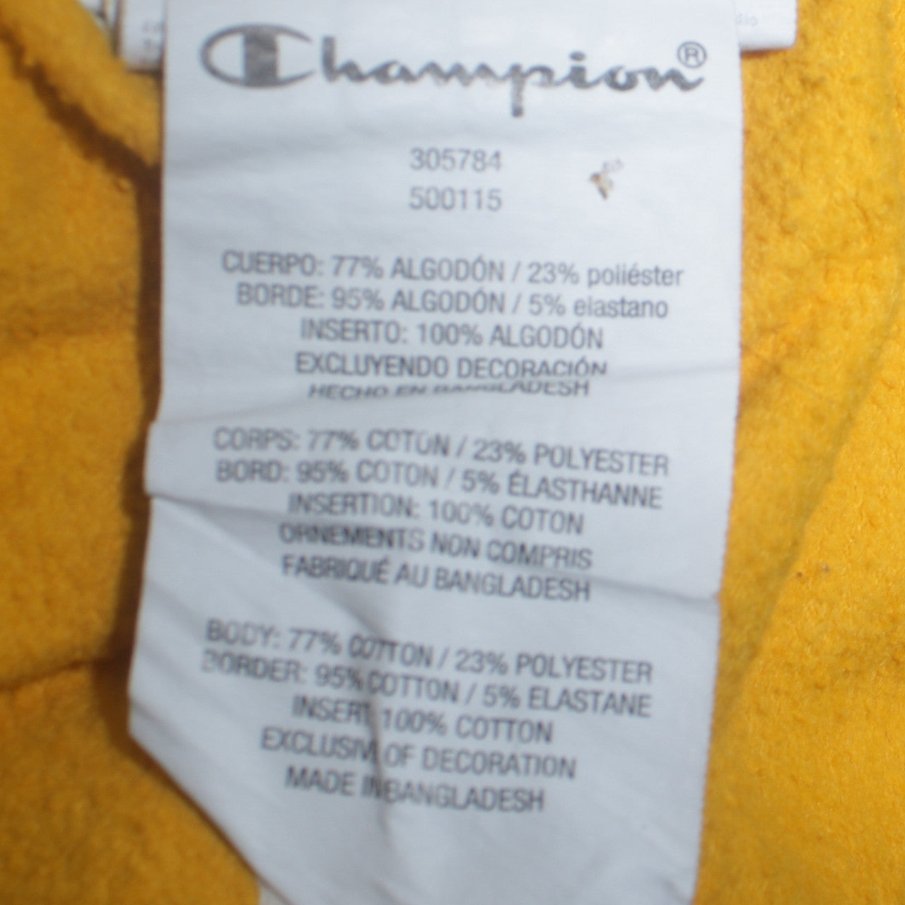 Champion Boys Yellow 2XL Pullover Hoodie with Logo Front