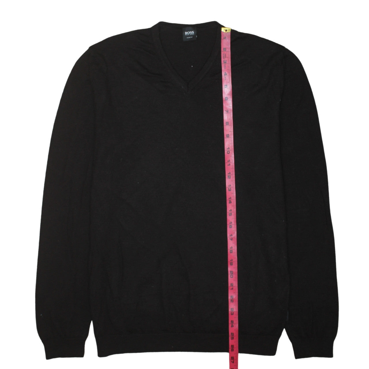 Hugo Boss Men's Black Slim Fit Wool V-Neck Jumper Size L