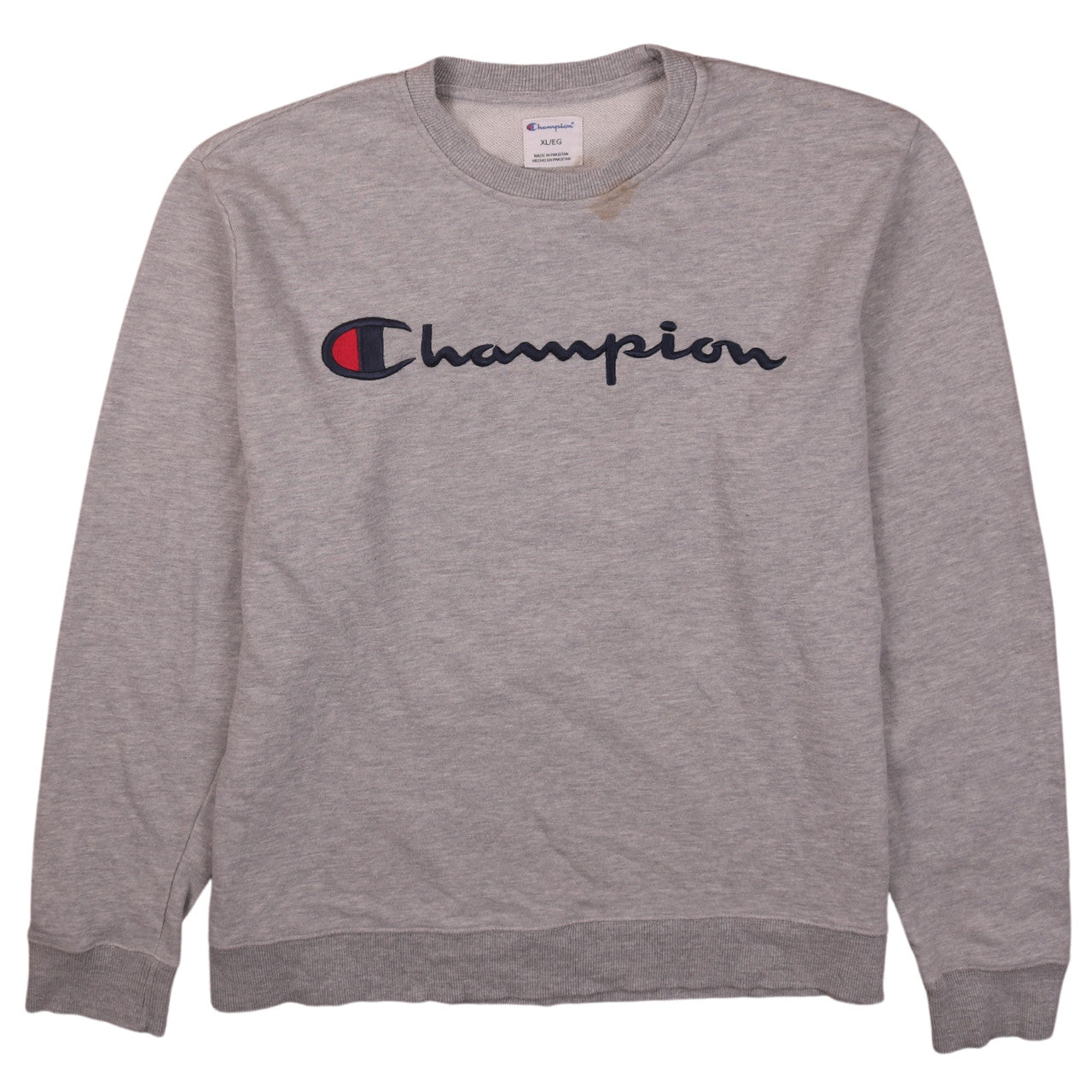 Champion Mens Grey XL Pullover Crew Neck Embroidered Sweatshirt