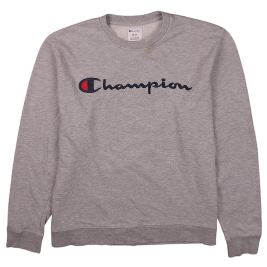 Champion Mens Grey XL Pullover Crew Neck Embroidered Sweatshirt