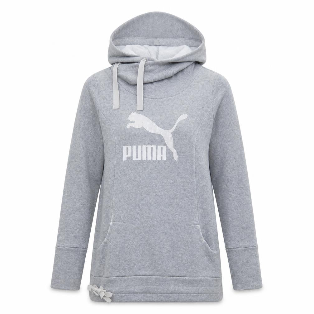 Puma Women's Grey Hooded Pullover Sweatshirt Size 8 UK