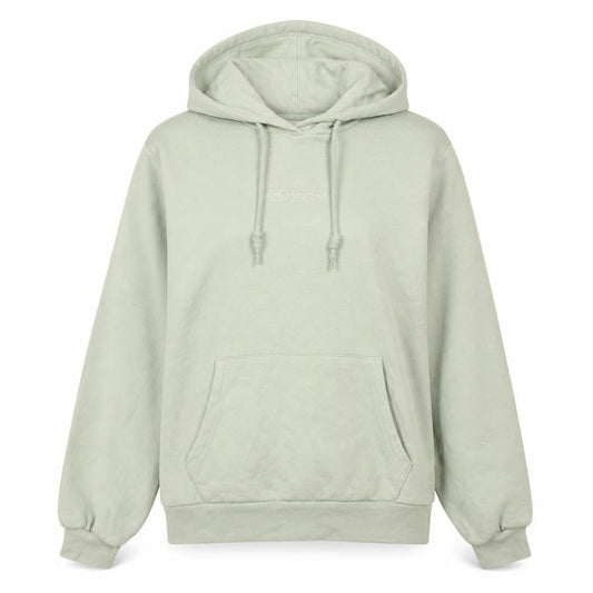 Front view of Adidas women’s green hoodie xs relaxed fit pullover cotton blend