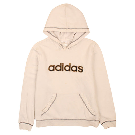 Adidas Men’s Beige Pullover Hoodie Size S Logo Fleece Sweatshirt