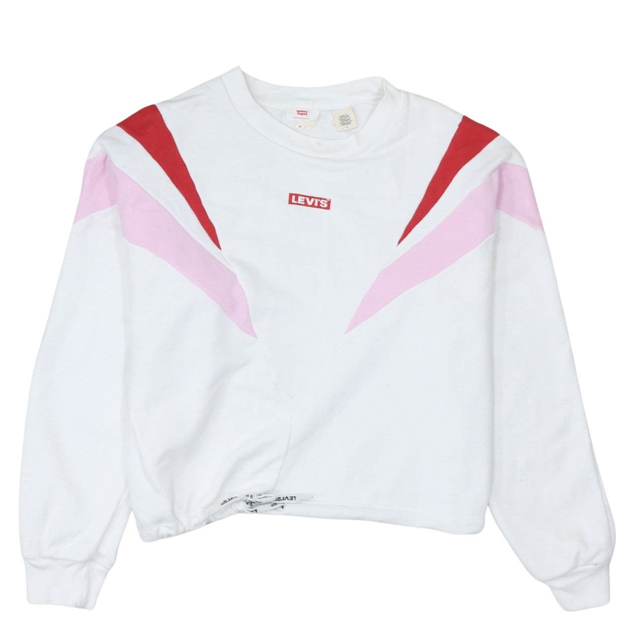 Levi's Womens White Red Pink Crew Neck Pullover Sweatshirt M