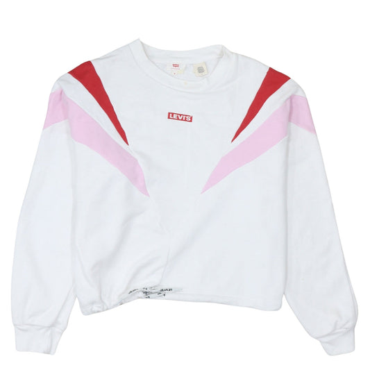 Levi's Womens White Red Pink Crew Neck Pullover Sweatshirt M