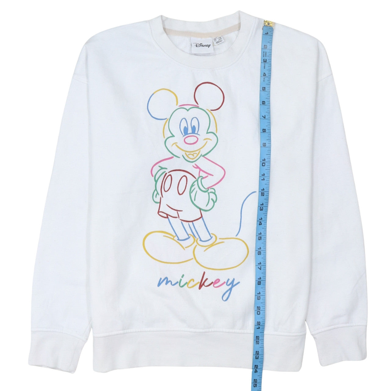 Disney Women White Mickey Mouse Graphic Cotton Sweatshirt Size S