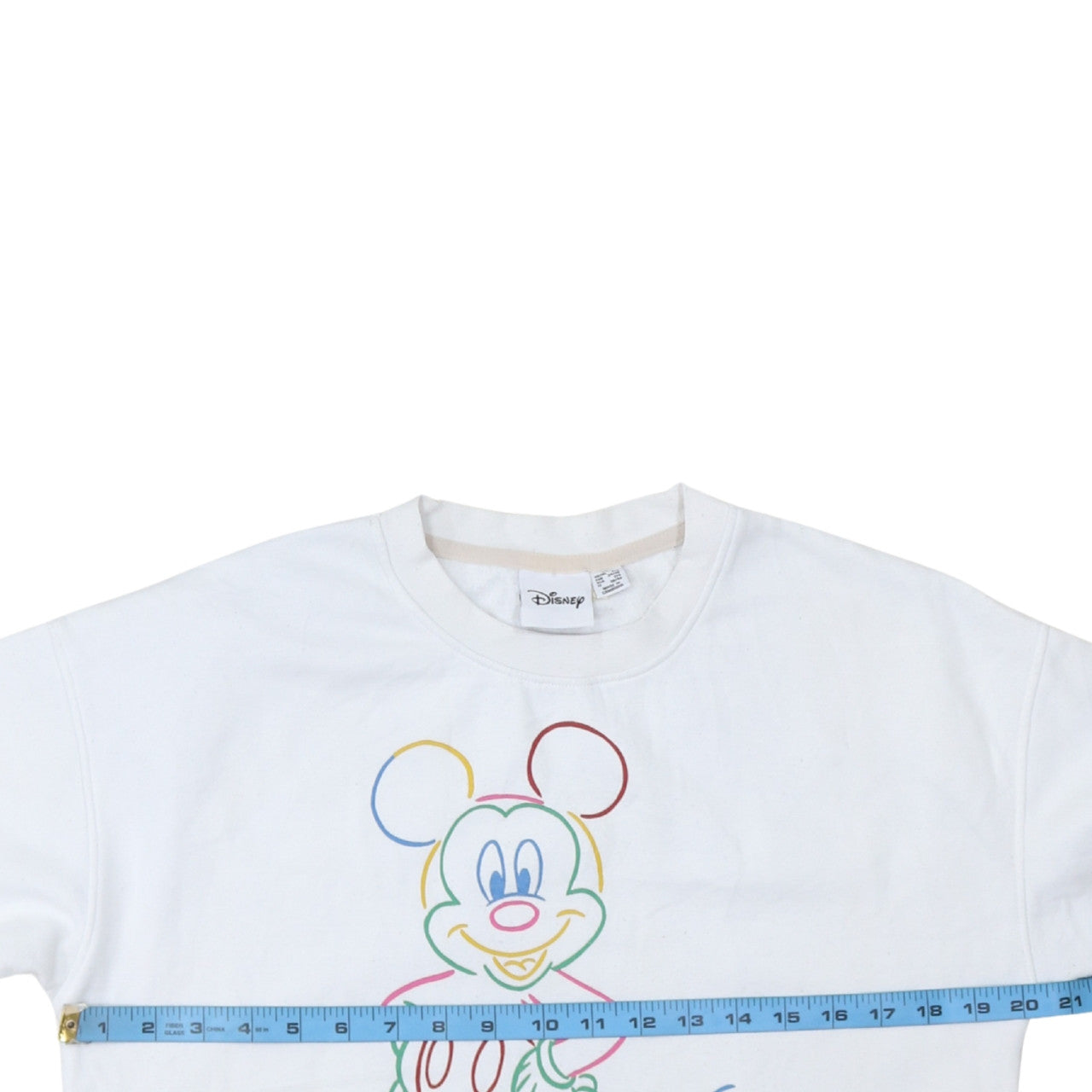 Disney Women White Mickey Mouse Graphic Cotton Sweatshirt Size S