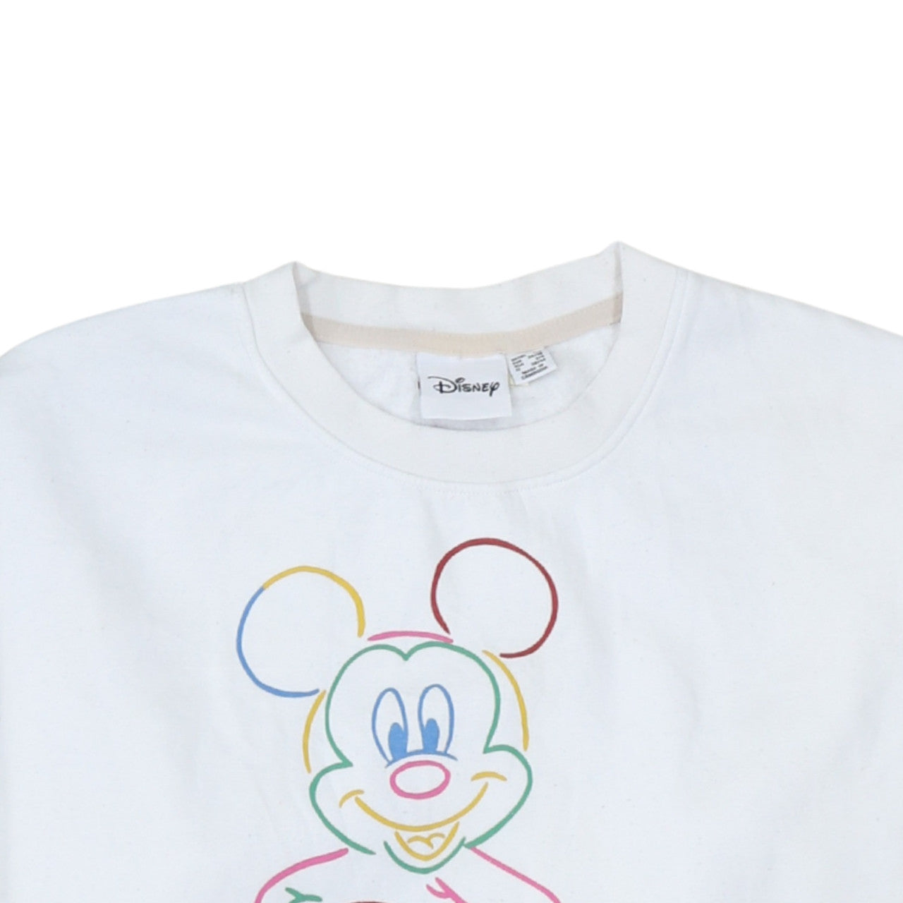 Disney Women White Mickey Mouse Graphic Cotton Sweatshirt Size S