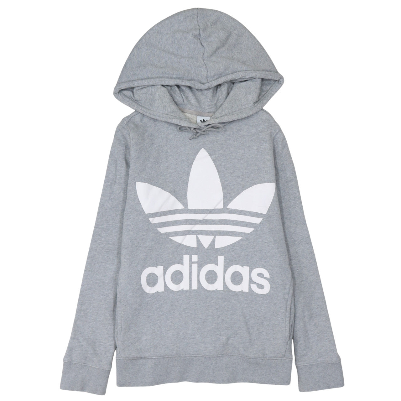 Adidas Women’s Grey Pullover Hoodie Size 8 Logo Print Casual Sweatshirt