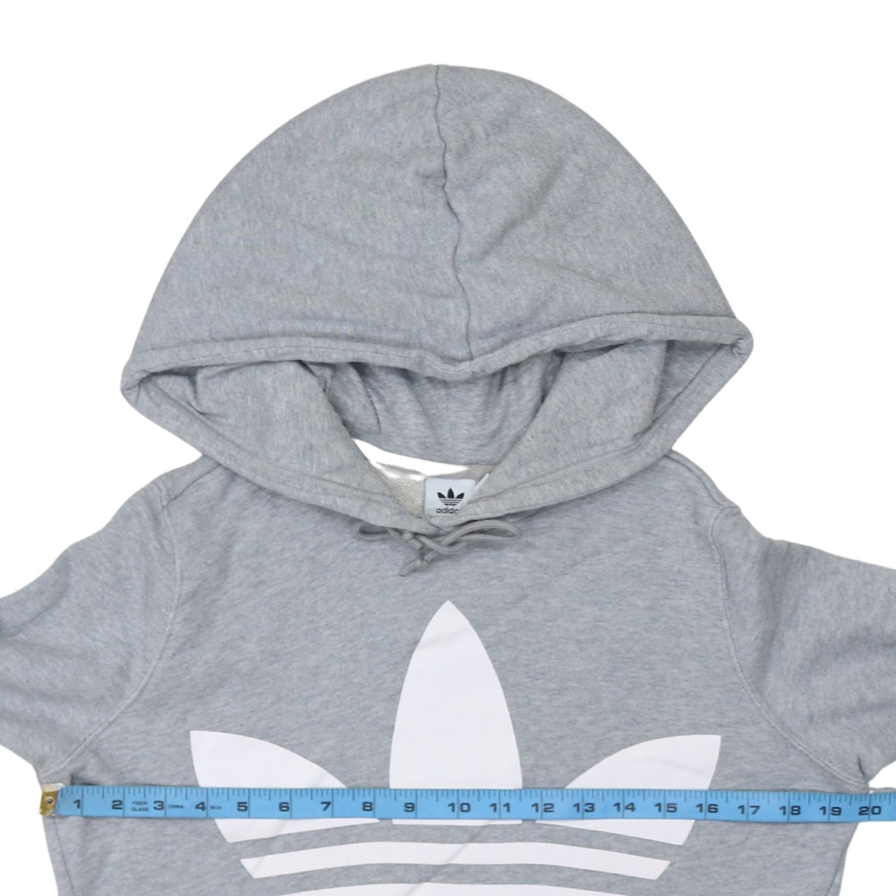 Adidas Women’s Grey Pullover Hoodie Size 8 Logo Print Casual Sweatshirt