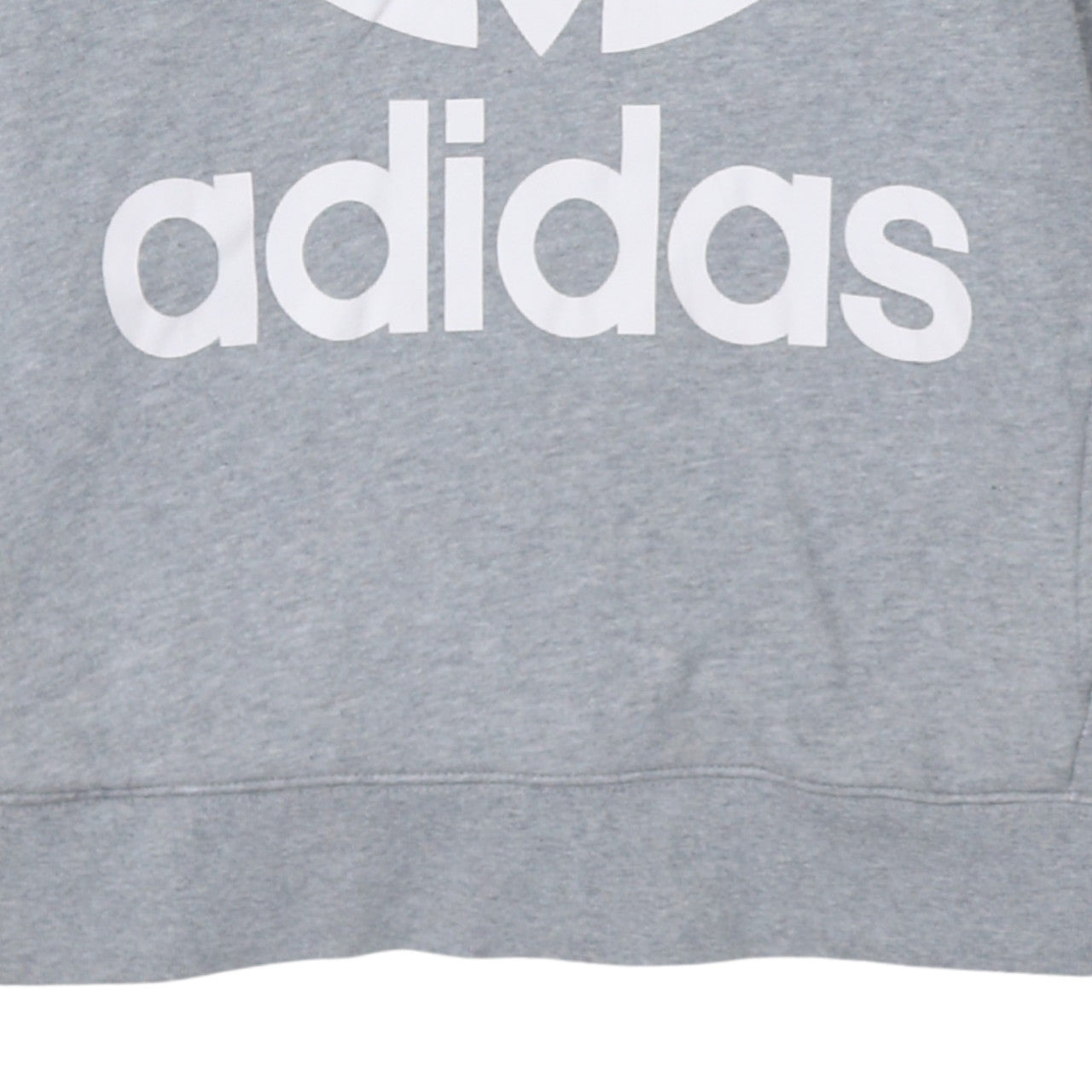 Adidas Women’s Grey Pullover Hoodie Size 8 Logo Print Casual Sweatshirt