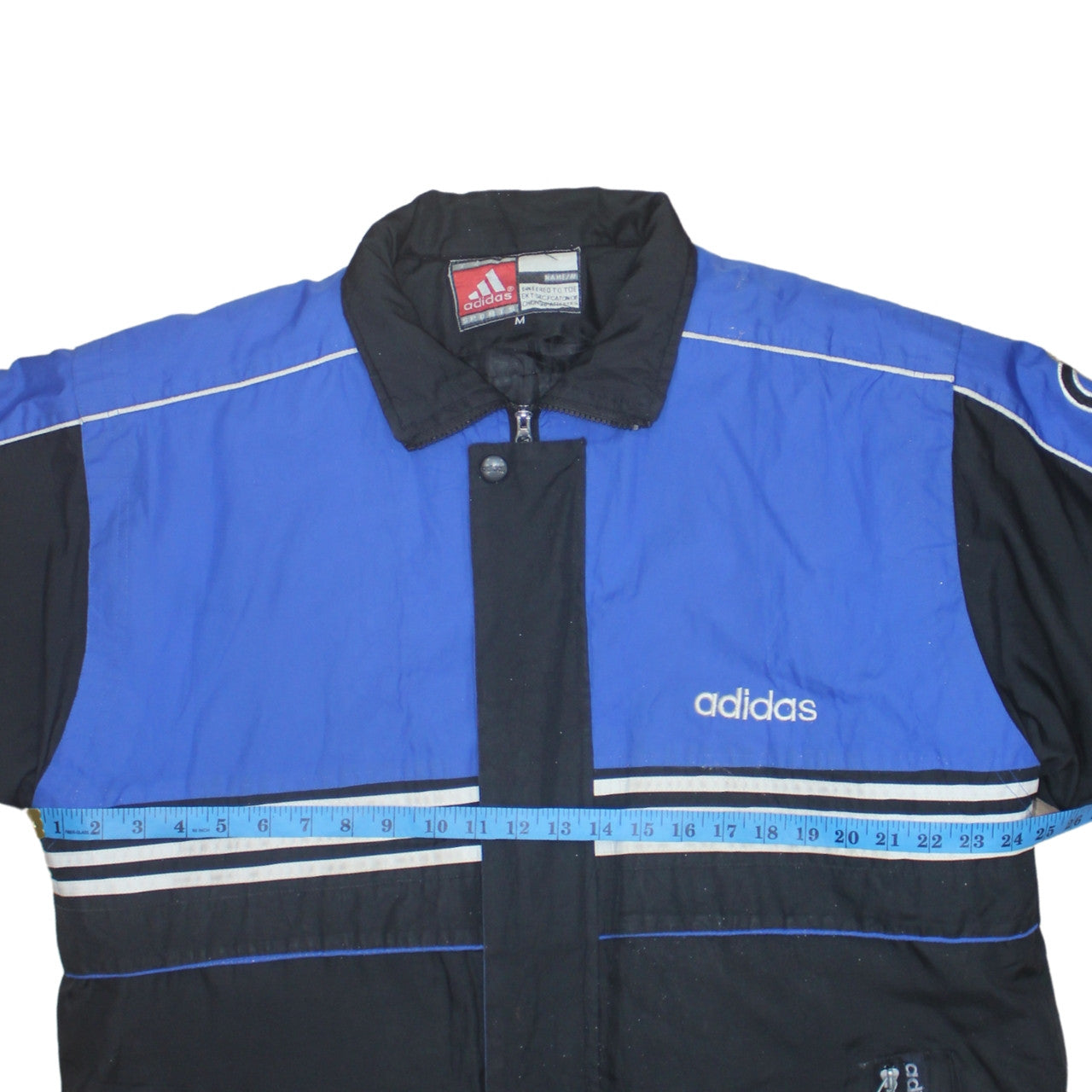 Adidas Men's Blue Black Retro Puffer Jacket Size M Winter Sportswear