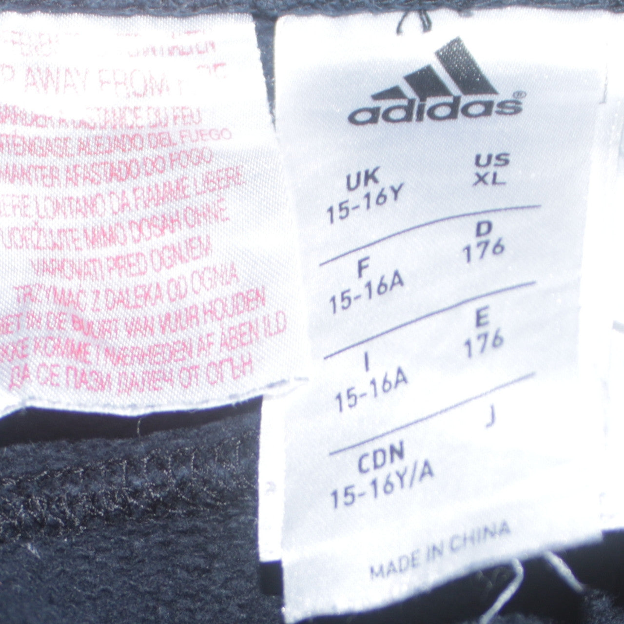 Adidas Teens Black Track Pants 15-16Y Elastic Waist Activewear