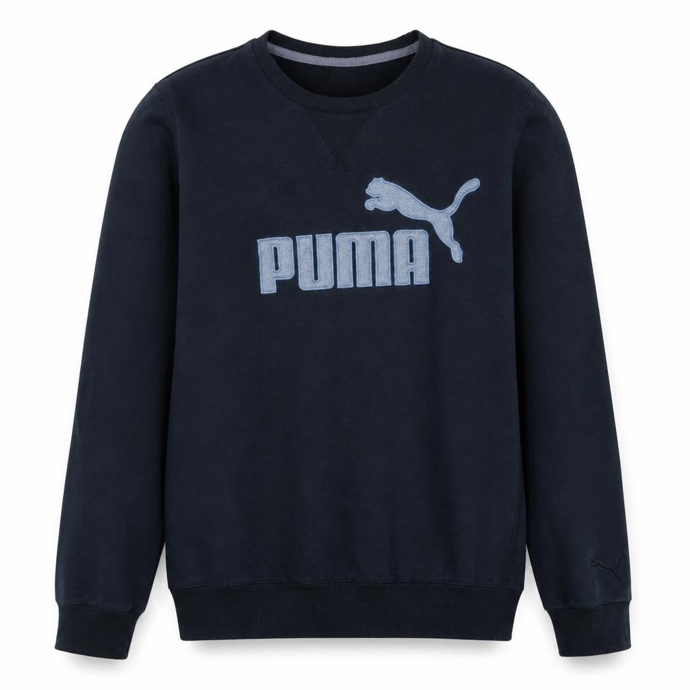 Puma Men's Black Medium Crew Neck Embroidered Logo Sweatshirt