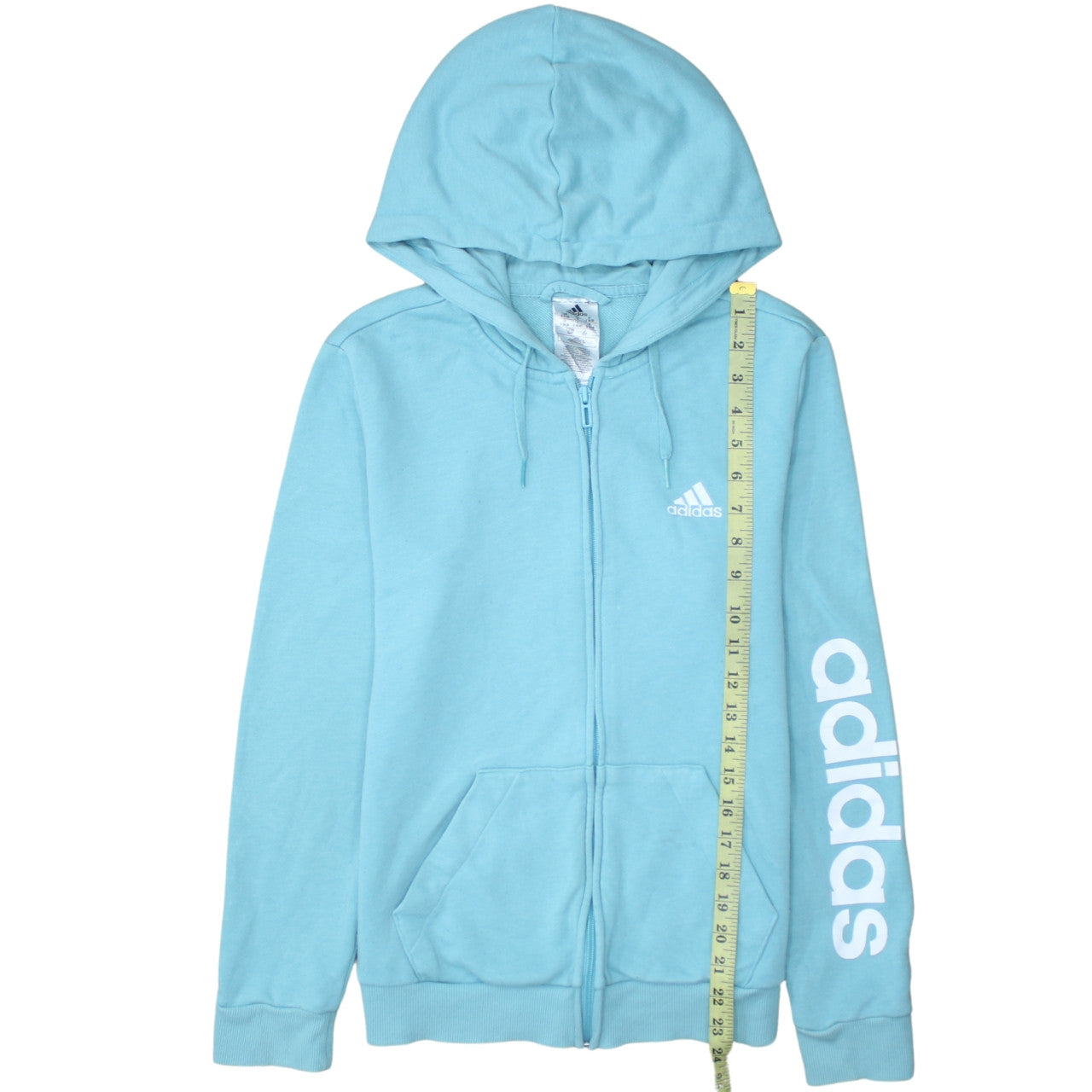 Adidas Women Blue Full Zip Hoodie Size S 8-10 Hooded Sweatshirt