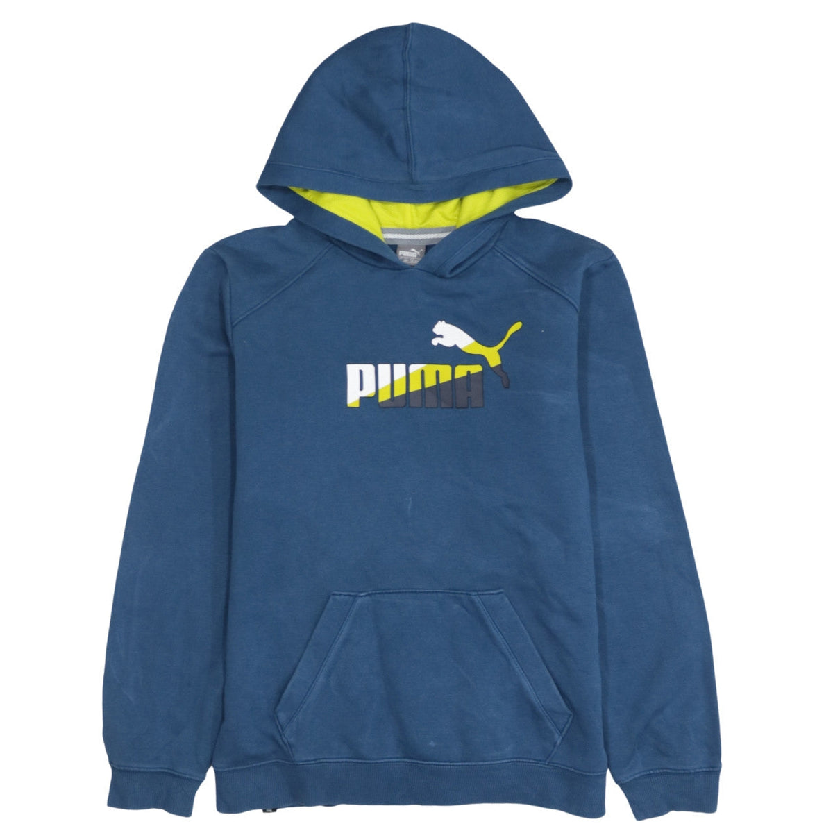 Puma Boys Blue Pullover Hoodie 14 Years Graphic Logo Hooded Sweatshirt