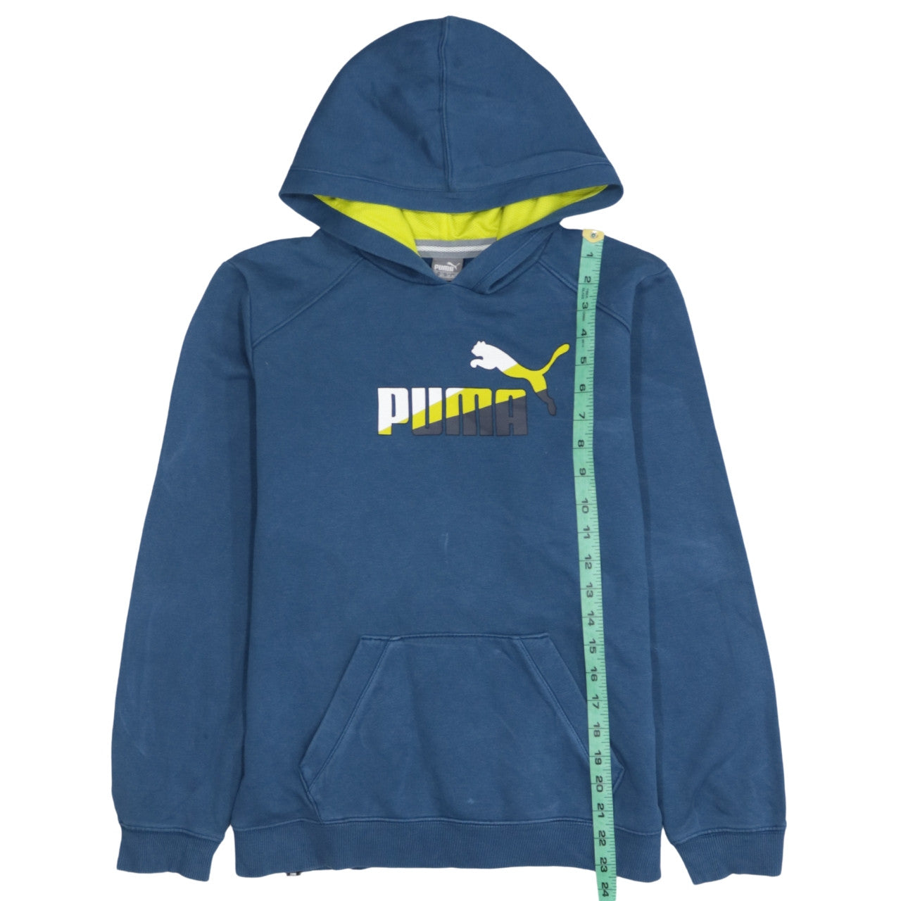 Puma Boys Blue Pullover Hoodie 14 Years Graphic Logo Hooded Sweatshirt