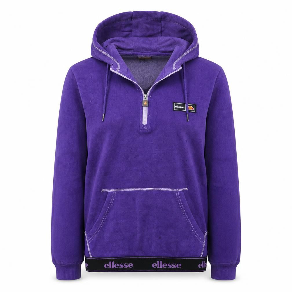 Ellesse Women Purple 1/4 Zip Hooded Pullover Sweatshirt M