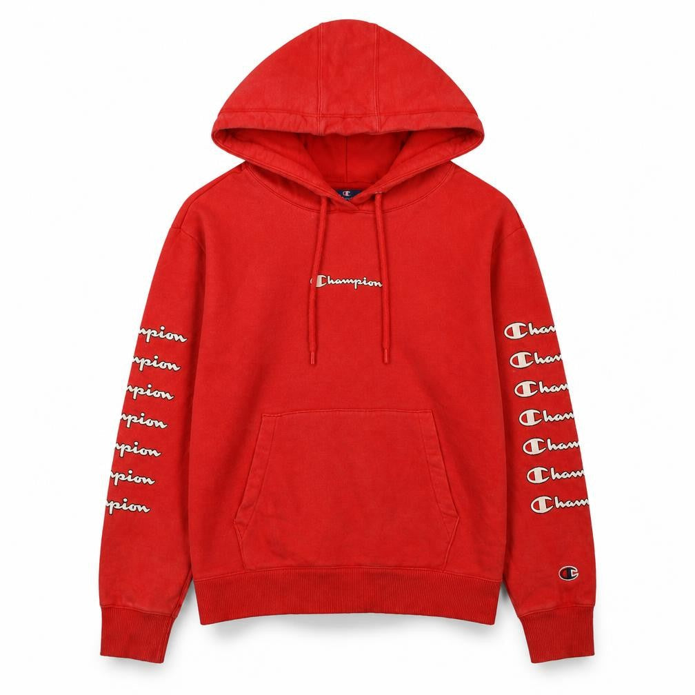 Champion Women's Red Pullover Hoodie XS Logo Sleeve Casual