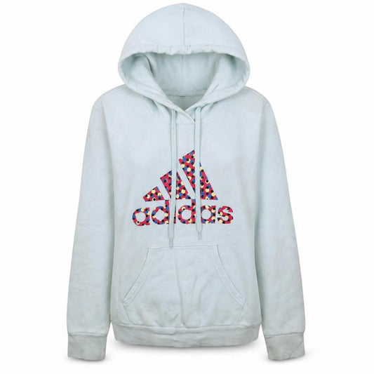 Adidas Women's Blue Pullover Hoodie Size S Printed Logo Sweatshirt