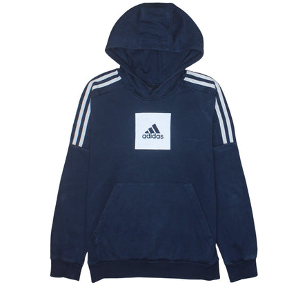 Additional front view of Adidas boys’ navy blue pullover hoodie sweatshirt, size 14, years cotton blend