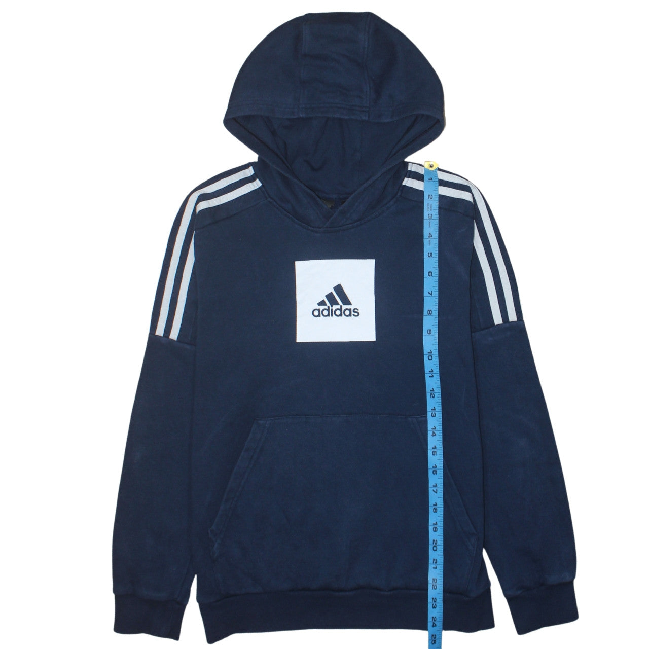 Adidas Boys Navy Blue Pullover Hoodie Sweatshirt Size 14 Years Cotton Blend