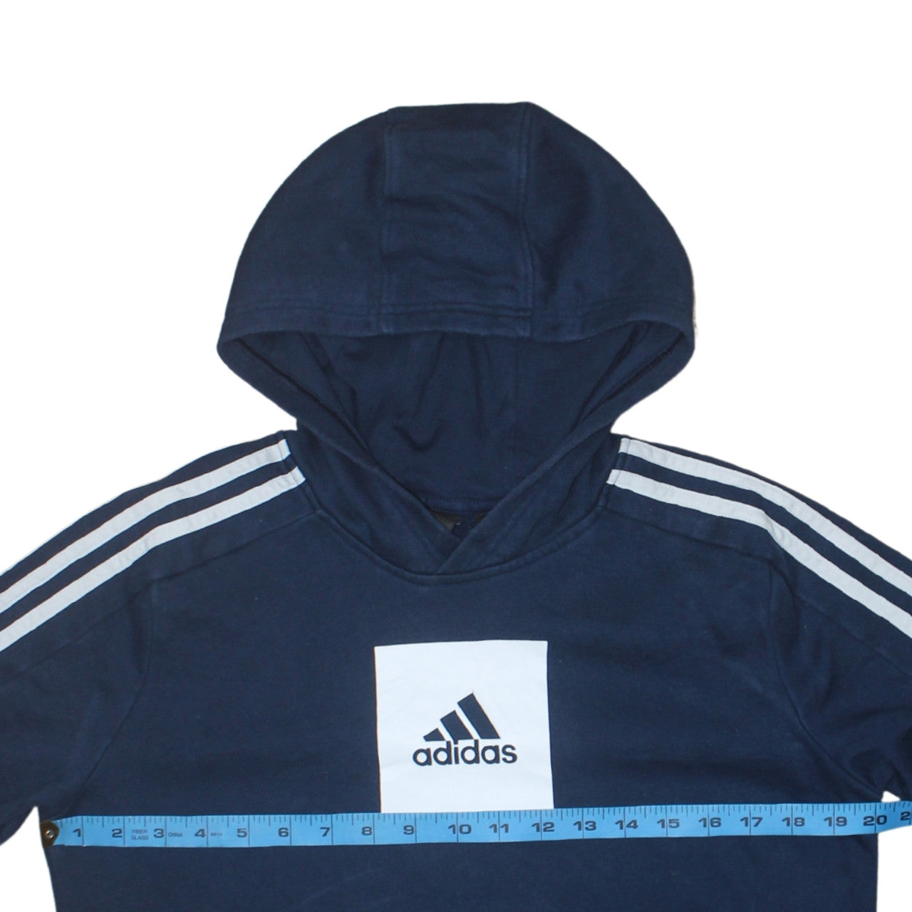 Adidas Boys Navy Blue Pullover Hoodie Sweatshirt Size 14 Years Cotton Blend