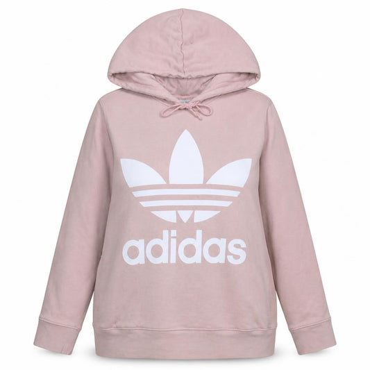 Adidas Women Pink Hoodie Size 16 Pullover Cotton Graphic Logo