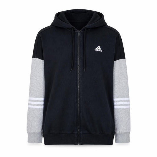 Adidas Womens Black & Grey Full Zip Hoodie Size L 16-18 Cotton Blend