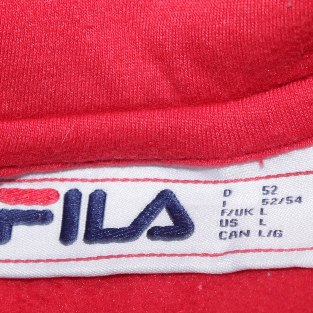 FILA Mens Red Pullover Hoodie L Logo Sports Sweatshirt