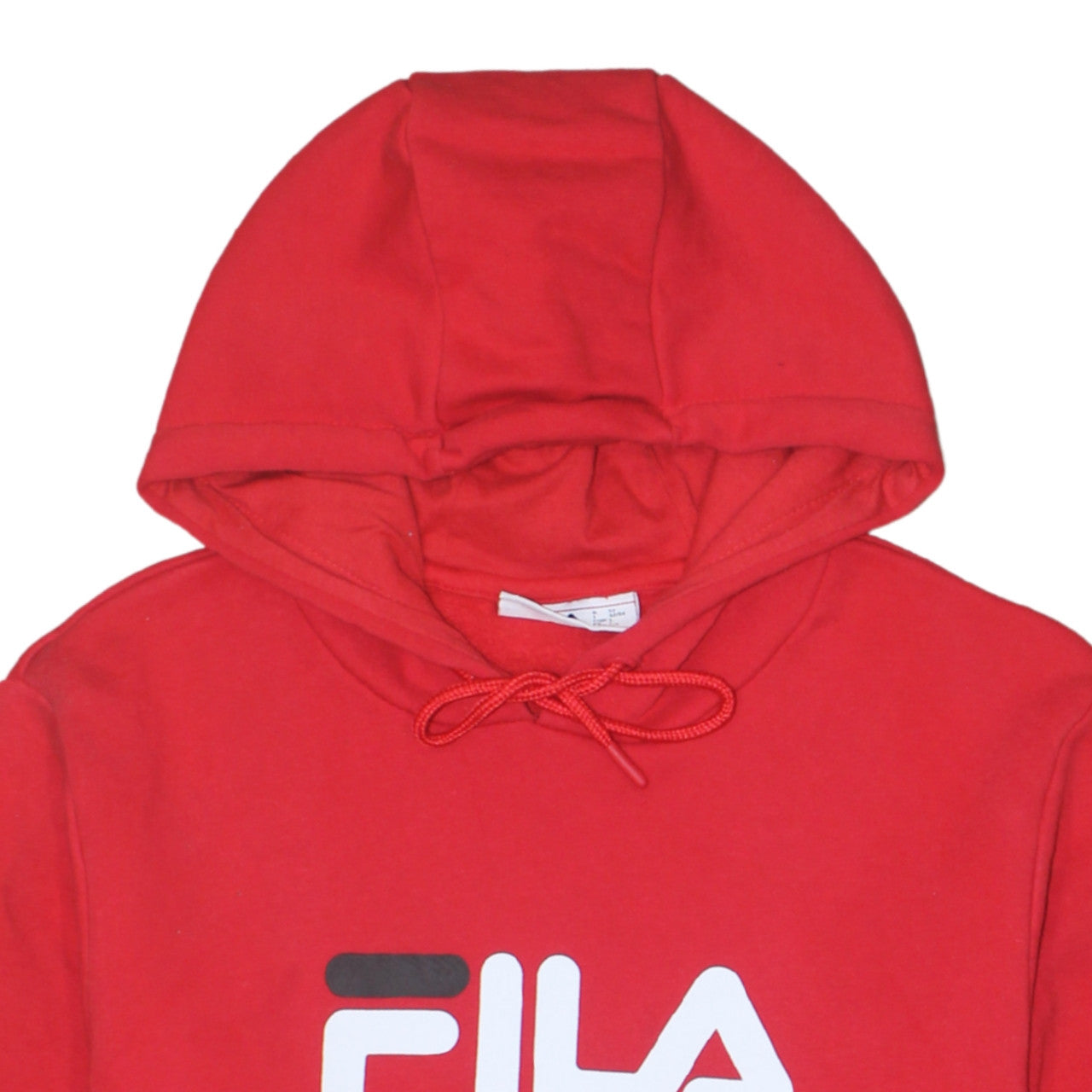 FILA Mens Red Pullover Hoodie L Logo Sports Sweatshirt