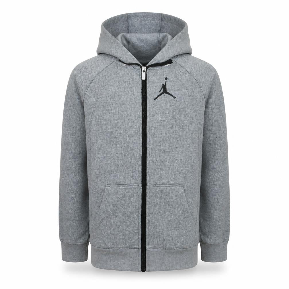 Jordan Boys Grey Full Zip Hoodie 12-13 Years Cotton Blend Fleece