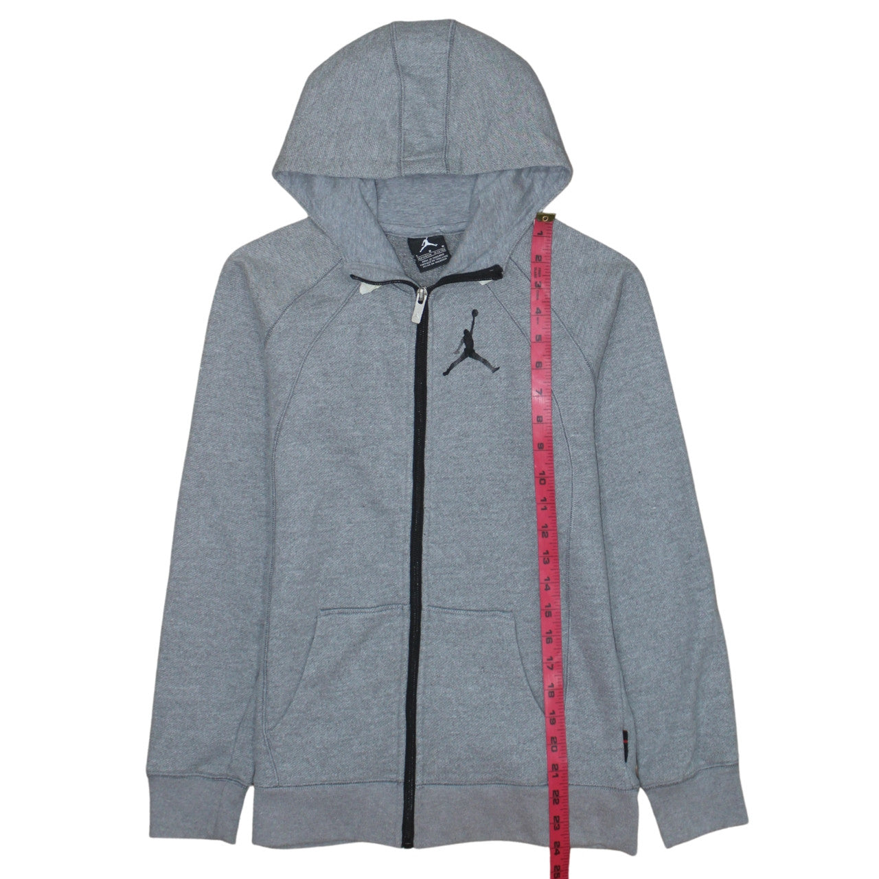 Jordan Boys Grey Full Zip Hoodie 12-13 Years Cotton Blend Fleece