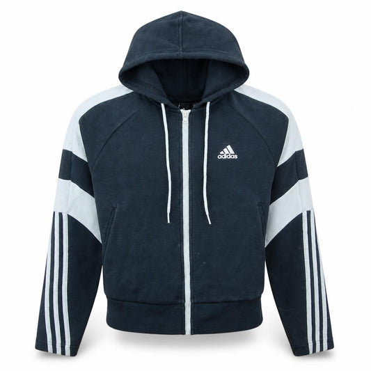 Adidas Womens Black Full Zip Hoodie Size 12 Hooded Sweatshirt