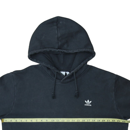 Close-up detail of Adidas men’s black xl pullover hoodie fleece regular fit