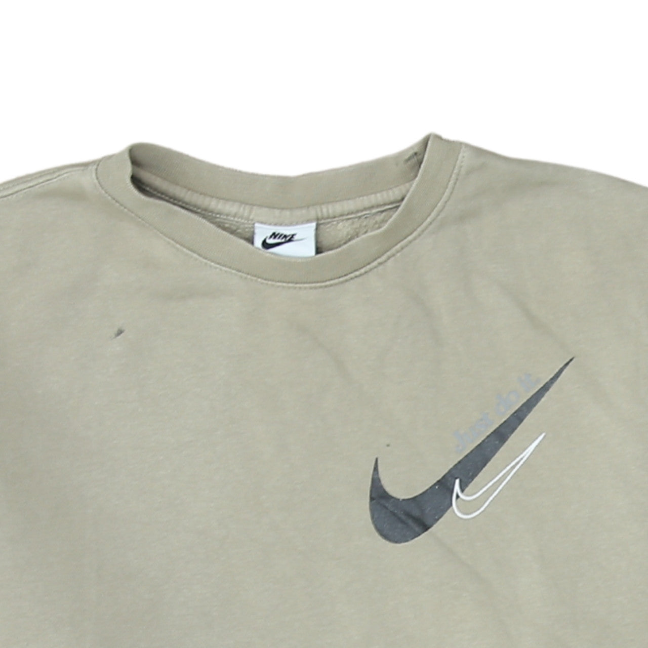 Nike Women’s Beige Crew Neck Pullover Sweatshirt M Logo Print