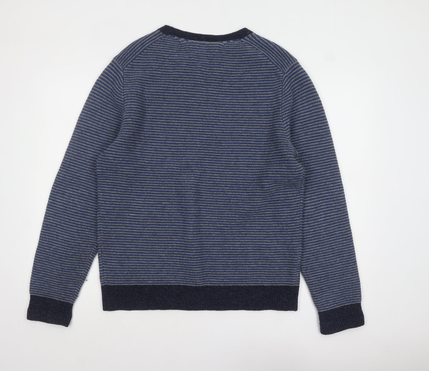 Tommy Hilfiger Men’s Blue Striped Wool Blend Crew Neck Jumper L