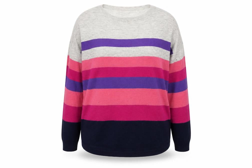 Oasis Women’s Multicoloured Striped Crew Neck Pullover Jumper M