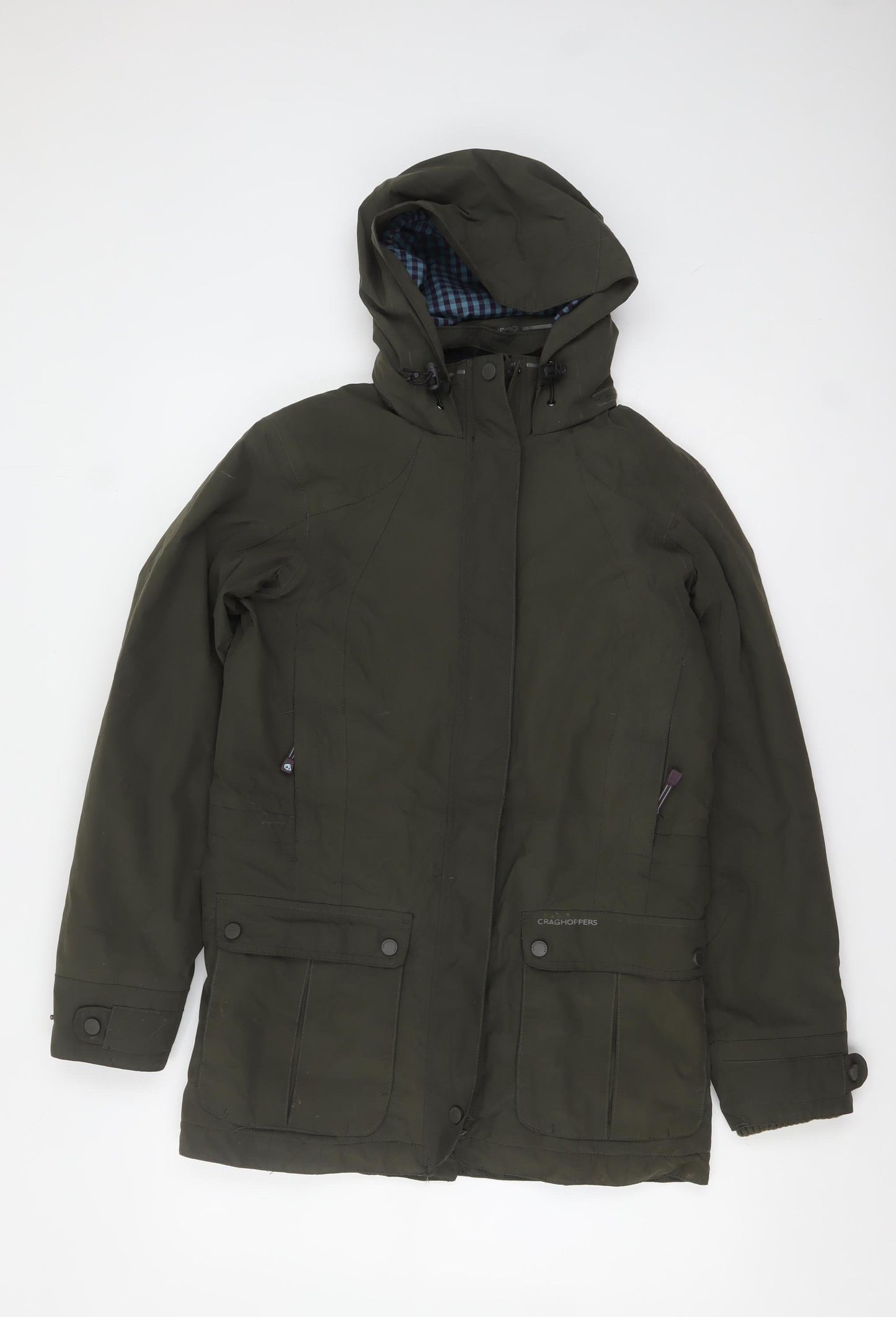 Craghoppers Women's Green Hooded Waterproof Parka Jacket Size 10