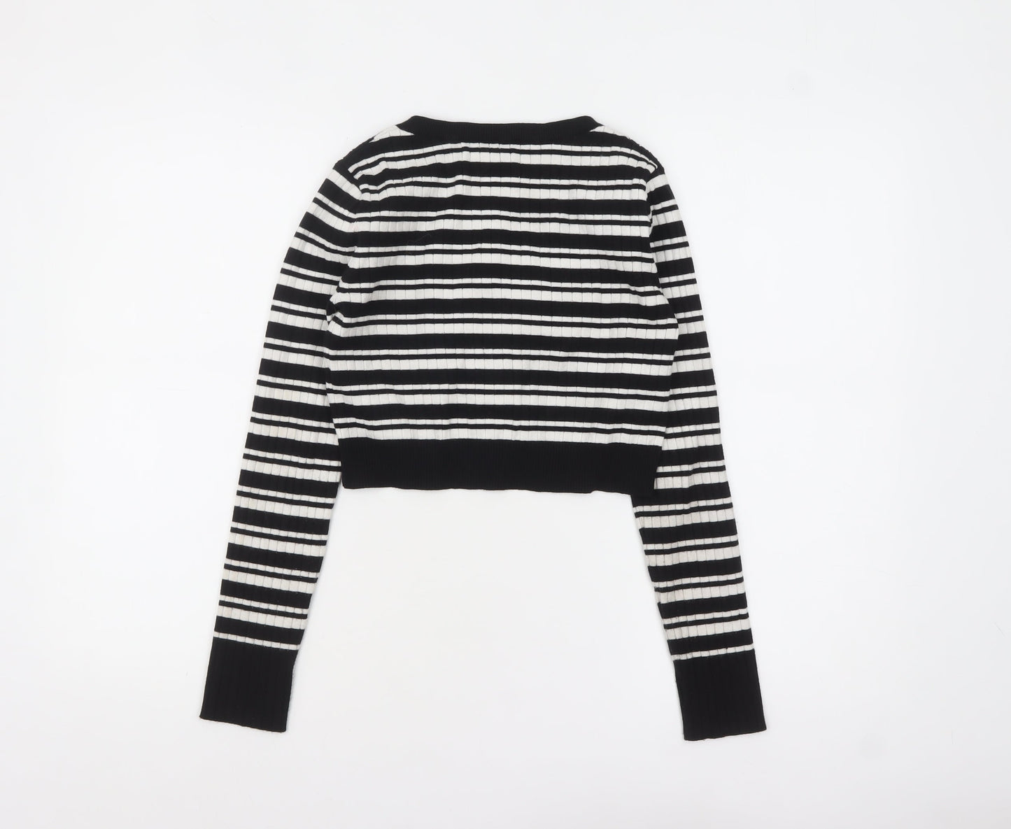 River Island Girls Black & White Striped Cardigan 11-12 Years Button Knit