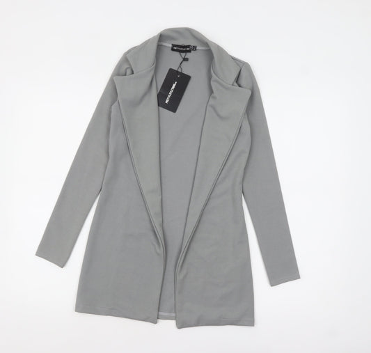 PrettyLittleThing Women Grey Size 8 Open Front Crepe Jacket