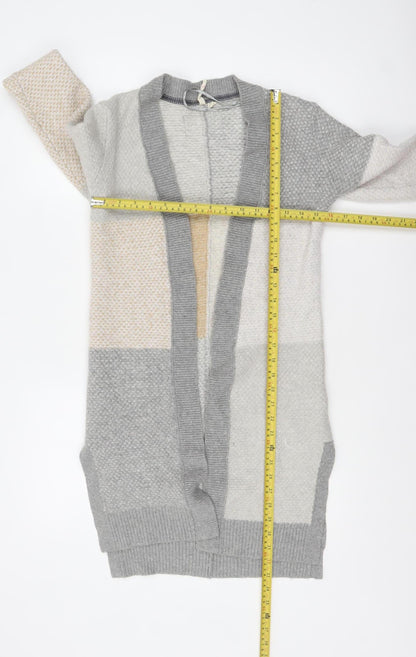 White Stuff Women Grey Size 8 Chunky Knit Longline Cardigan