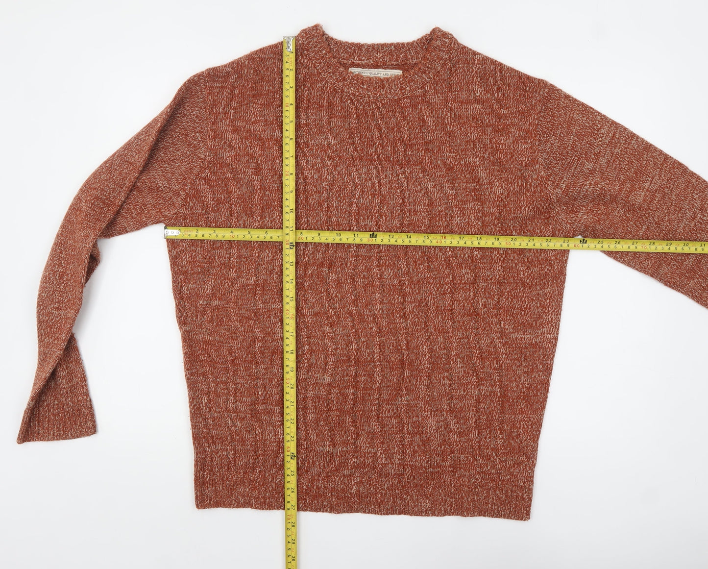 Sandstone Mens Orange Acrylic Knit Crew Neck Jumper L