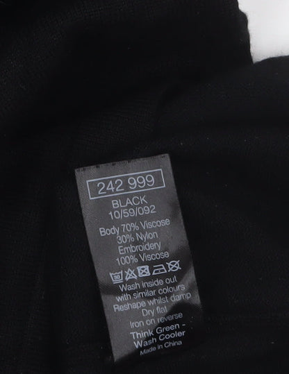 M&Co Women’s Black Embroidered Feather Jumper Size 14